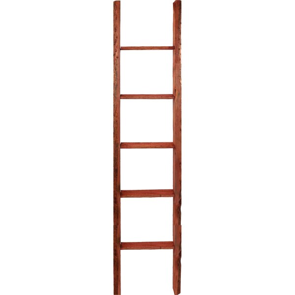 15W X 72H X 3 1/2D Vintage Farmhouse 5 Rung Ladder, Barnwood Decor Collection, Salvage Red